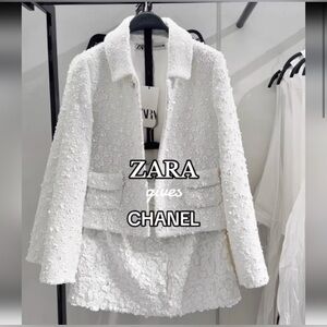 NWT ZARA x Chanel viral ZW Collection BLOG FAVE sequin cropped jacket size XS